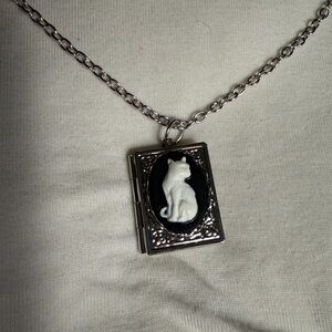 Elegant Silver and Black Cameo Necklace